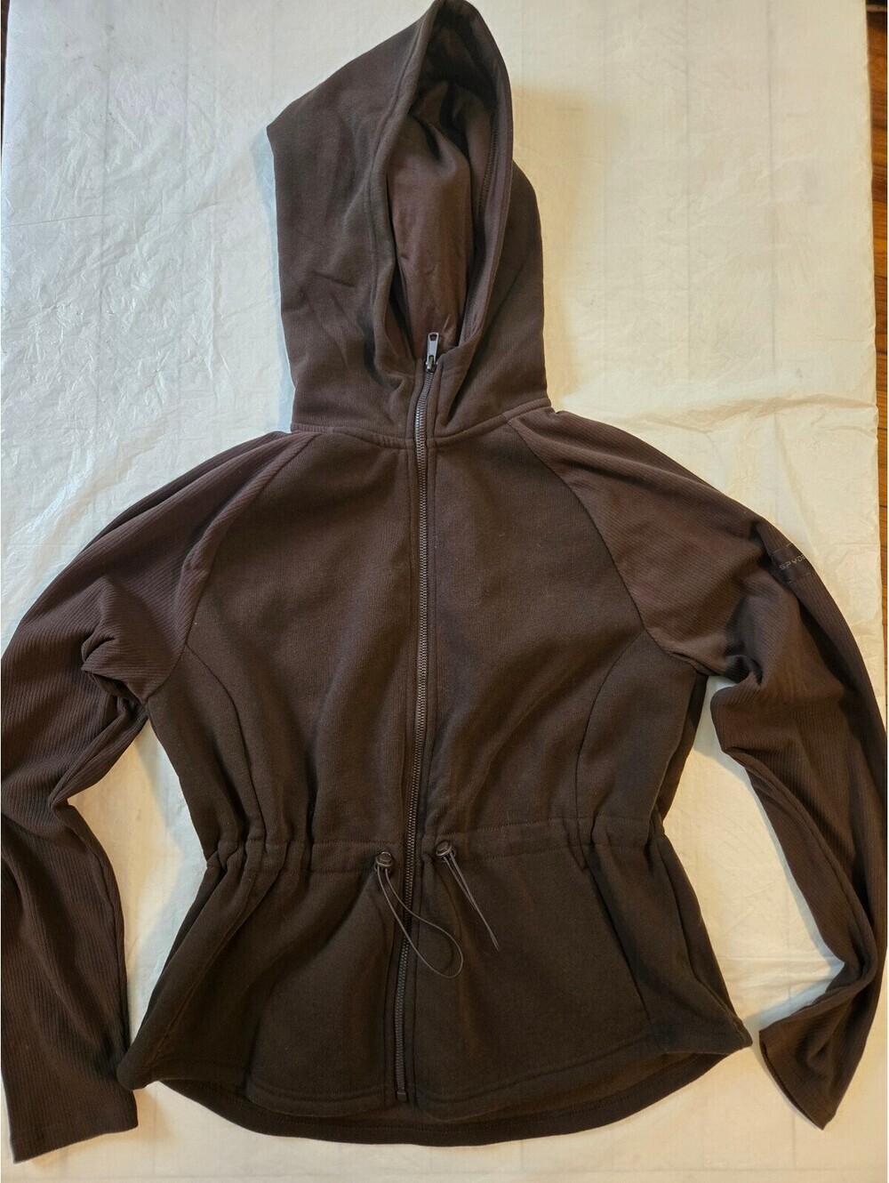 Spyder Women's M Brown Full Zip Hooded Jacket Softshell Cinch Waist Athletic
